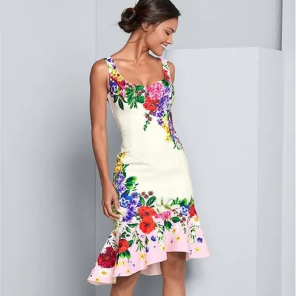 Floral dress with ruffle trim